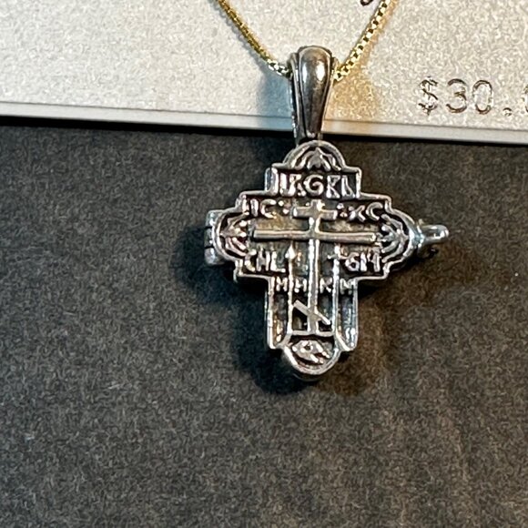 Sterling Silver Prayer Box 925 Cross Pendant Necklace With 18" Chain - Picture 1 of 5